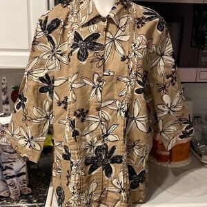 L womens Spartelle casual 3/4 sleeve button front plus size shirt 2X. EUC